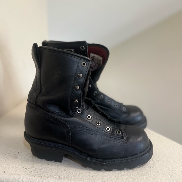 Chippewa‎ Steel Toe Logger Work Boots Black Leather Mens Size 11 M NO INSOLES - Picture 1 of 15